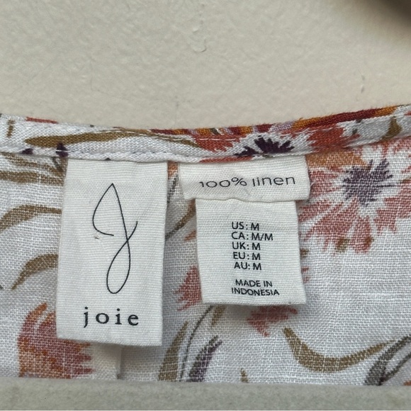 Joie Ruffle Sleeve Linen Floral Mini Dress Size Medium - Picture 5 of 8